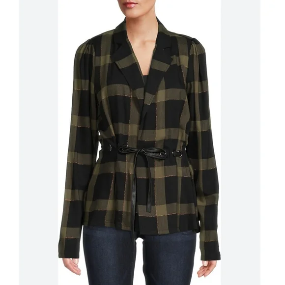 NWT RAMY BROOK Ina Puff Sleeve Olive Belted Jacket - Picture 2 of 8